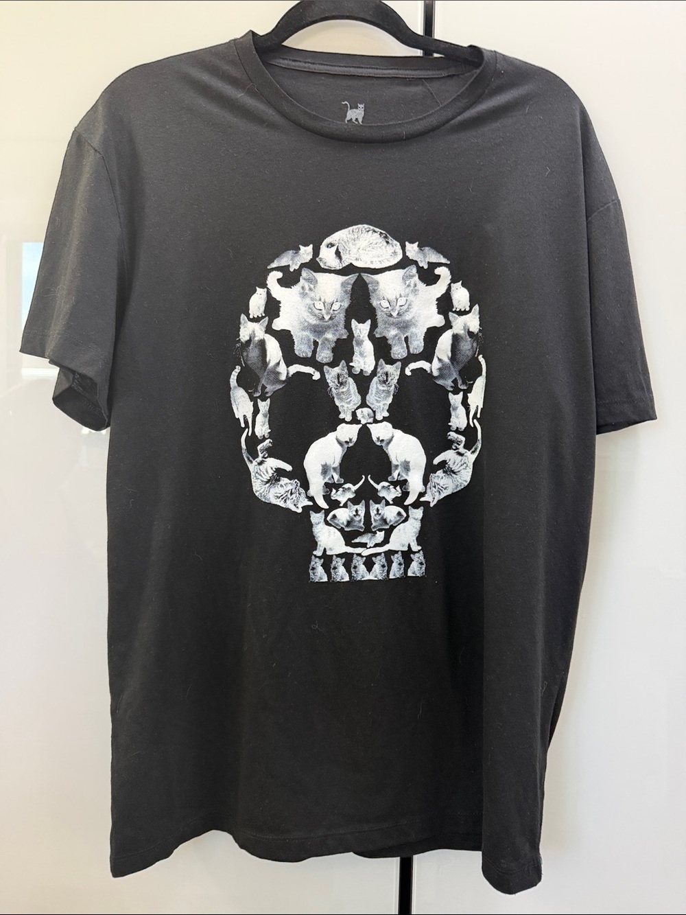 Loot Crate Black Tee with White Cat Skull Design